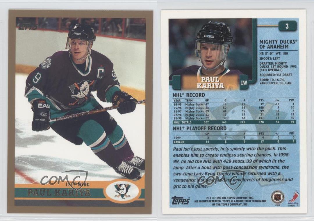 1999-00 magasin Topps Paul Kariya #3 HOF