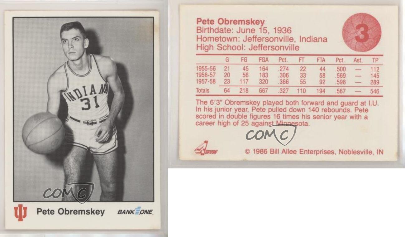 Pete Obremsky Signed Trading Card Autographed Indiana Hoosiers IU Bank One 1 