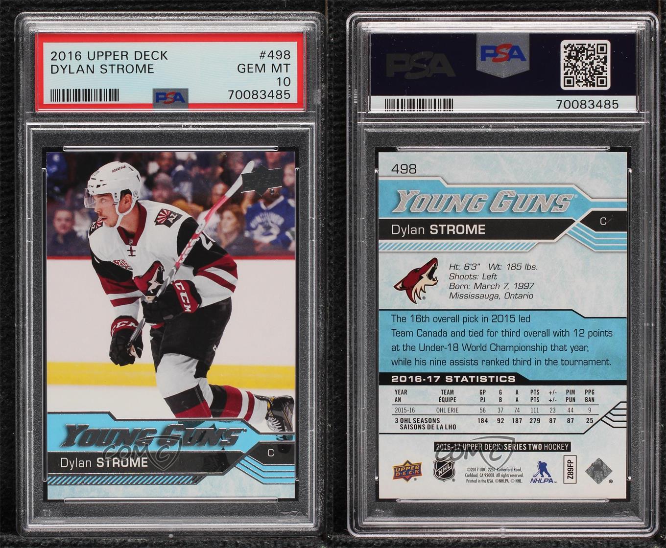 2016-17 Upper Deck Young Guns Dylan Strome #498 PSA 10 GEM MT Rookie RC