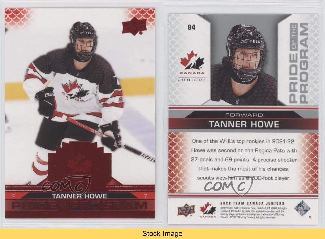 2022 Upper Deck Équipe Canada Juniors Fierté du Programme Feuille Rouge Tanner 2024 Howe