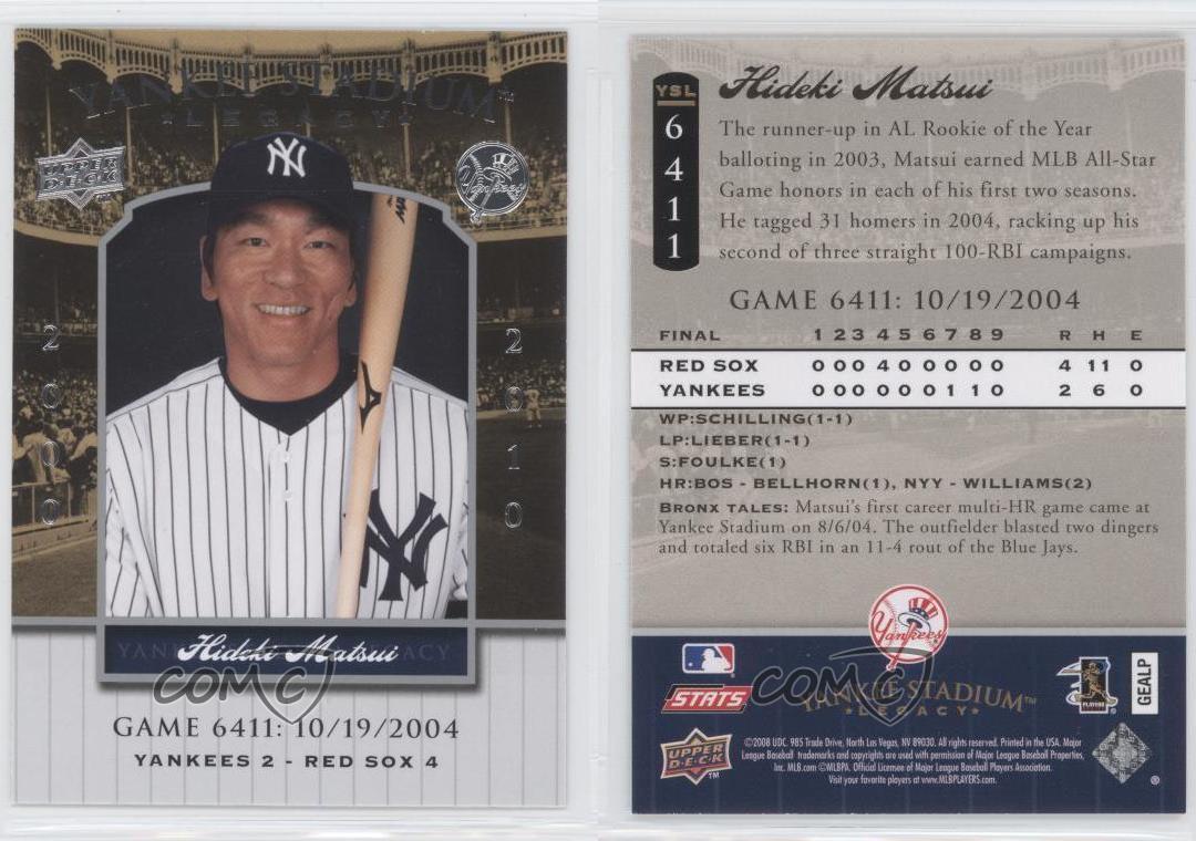 2008 Upper Deck Yankee le plus cher Stadium Legacy Hideki Matsui #YSL6411