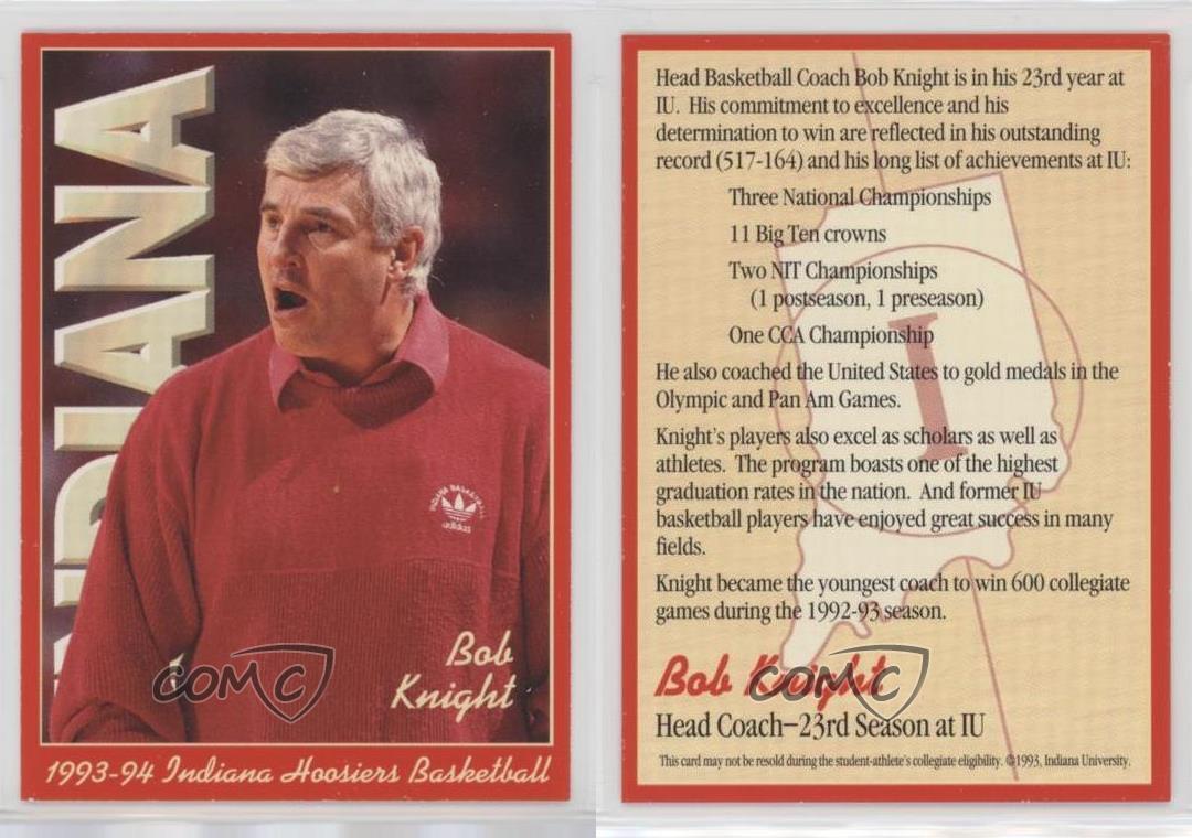 Bob Bobby Knight Signed Trading Card Autographed Indiana Hoosiers IU Bank One 1 