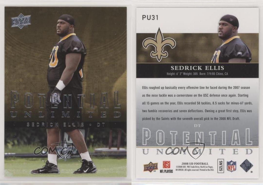 2008 Upper Deck Potential Unlimited Sedrick Ellis #PU31 Rookie RC - Picture 3 of 4