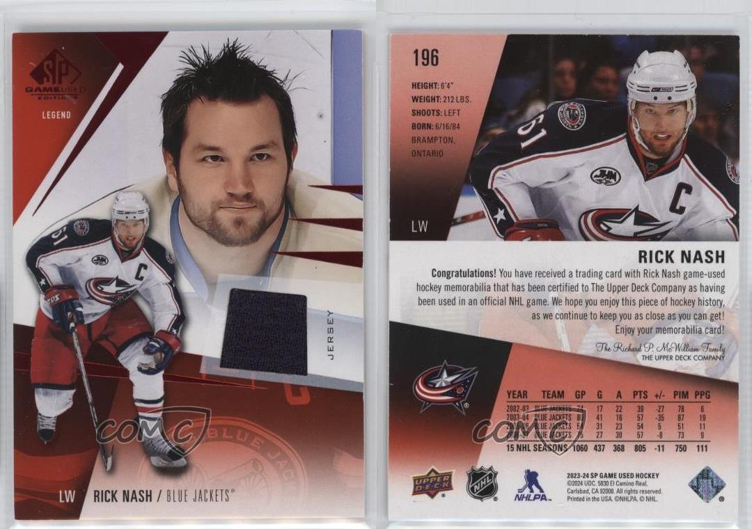 Maglia Leggende Upper Deck SP 2023-24 Gioco Usato Rick Nash #196 - Foto 5 di 5