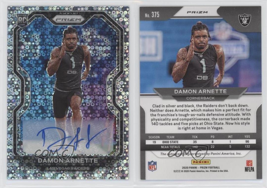 2020 Panini Prizm Rookie No Huddle Prizm Auto Damon Arnette #375 Rookie Auto RC