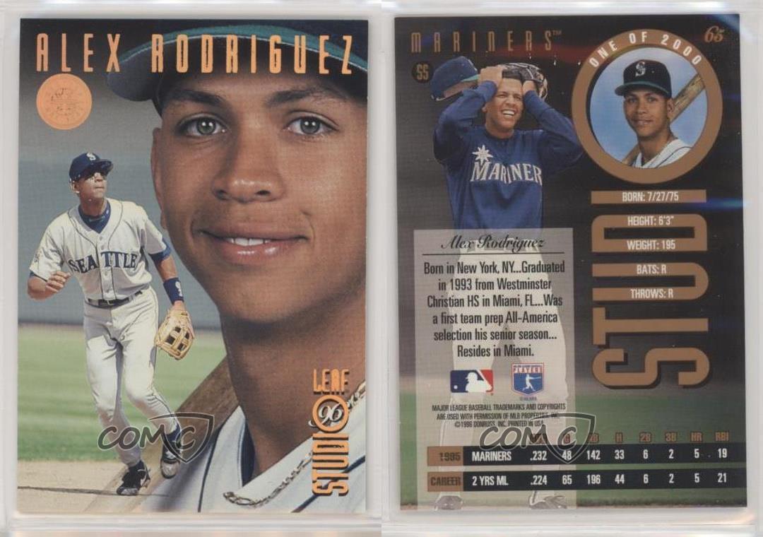 Alex Rodriguez Autographed 1996 Leaf Studio Bronze Card #65 Seattle Mariners  Beckett BAS #12410177 - Mill Creek Sports