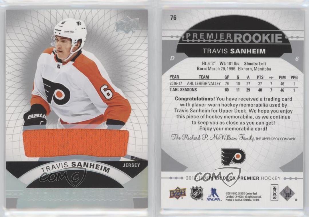 2017-18 Upper Deck Premier Premier Rookie Jerseys Travis Sanheim #76 Rookie RC