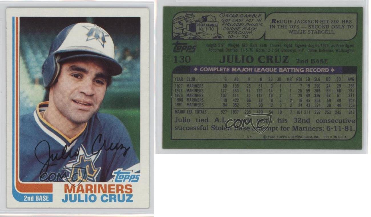 1982 Topps 130 Julio Cruz Seattle Mariners Baseball Card eBay