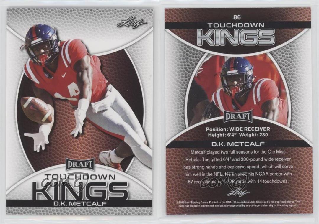 : @ D.K. Metcalf 2019 Leaf Draft #86 Touchdown Kings Rookie Card  PGI 10 : Everything Else