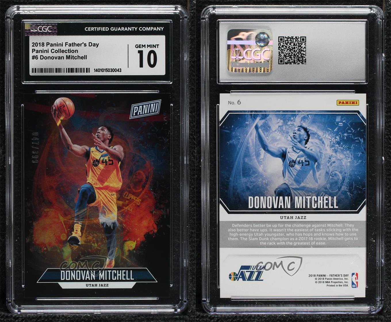 2018 Father's Day Panini Collection /399 Donovan Mitchell #6 CGC 10 Gem Mint - Picture 3 of 3