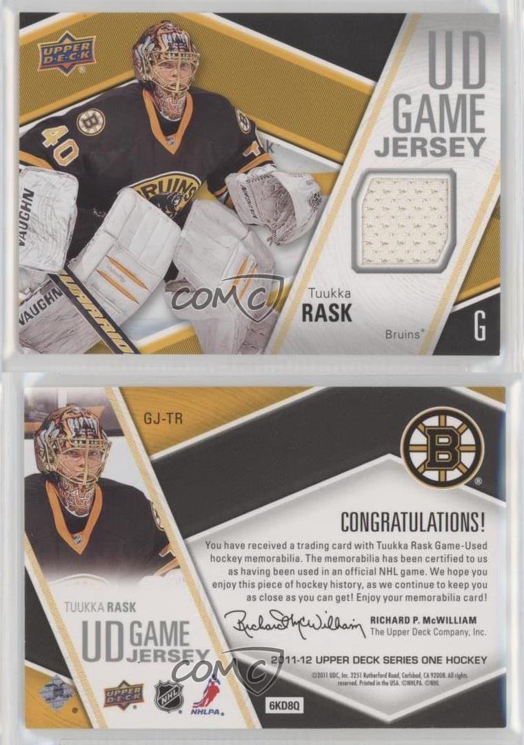 Lot - 2011 In the Game Tuukka Rask Auto Insert #A-TR Between the