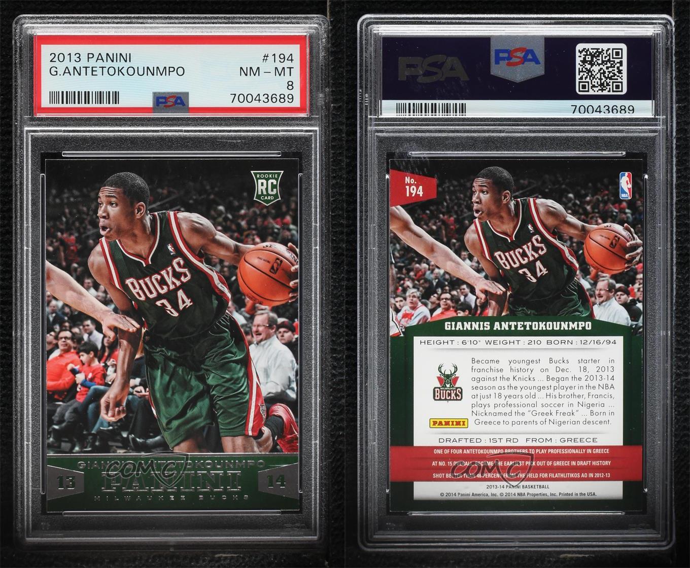 2013-14 Panini Giannis Antetokounmpo #194 PSA 8 Rookie RC | eBay 2013-14 Panini Giannis Antetokounmpo #194 PSA 8 Rookie RC | eBay