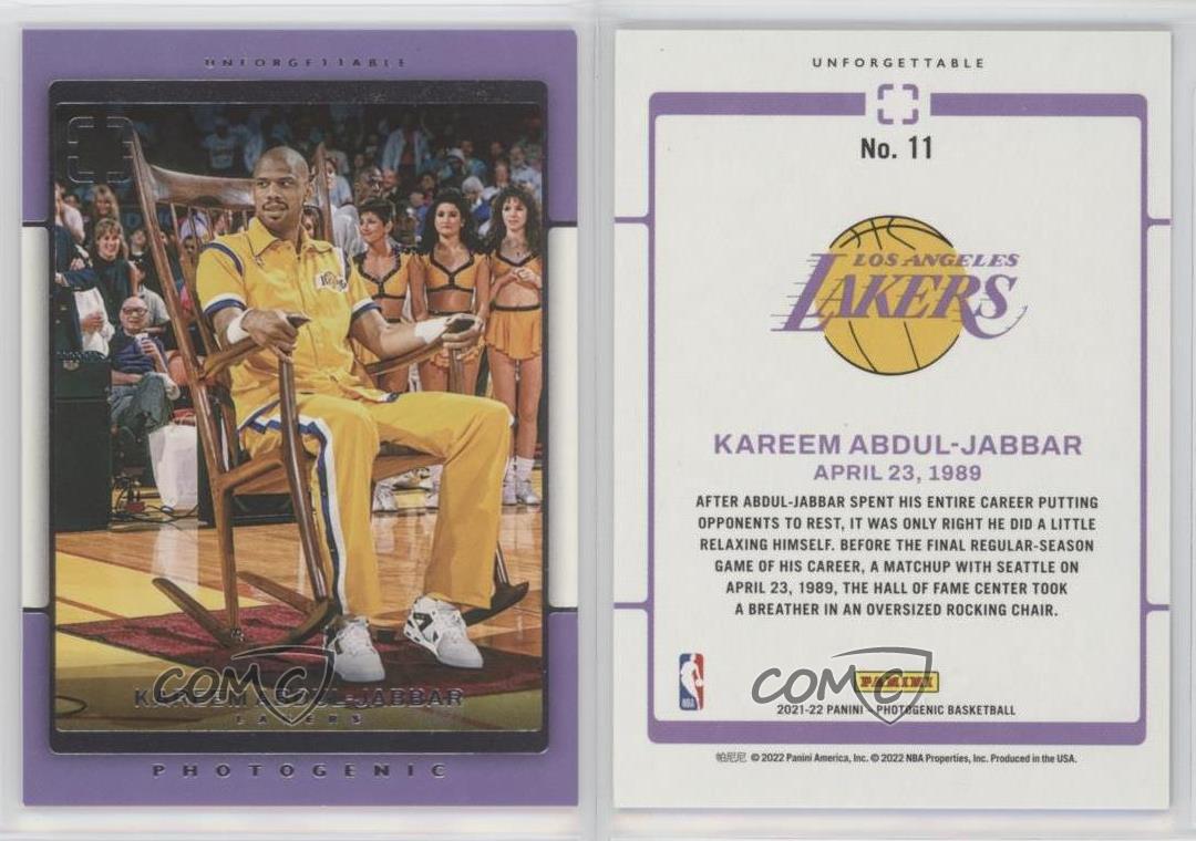 2021-22 Panini Fotogénico Inolvidable Kareem Abdul-Jabbar #11 Salón de la fama - Imagen 3 de 4