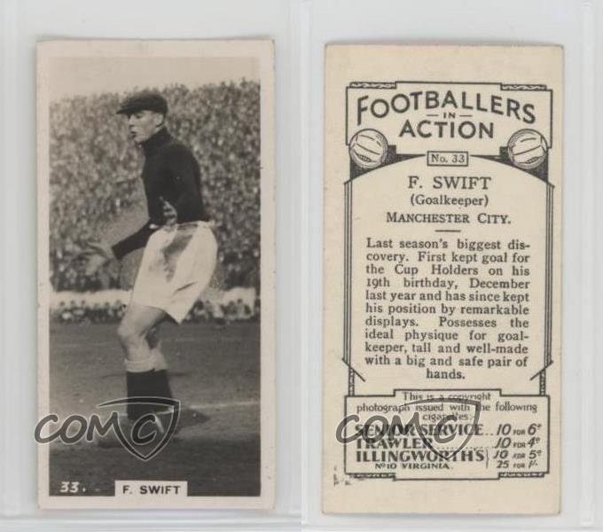 1934 JA Pattreiouex Footballers in Action Tobacco Frank Swift #33 - Picture 3 of 3
