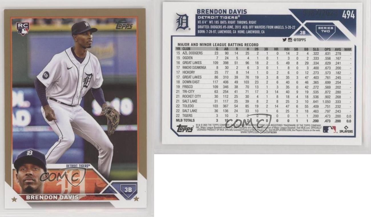 2023 Topps Series 2 Brendon Davis Baseball Card #494 Rookie Detroit Tigers