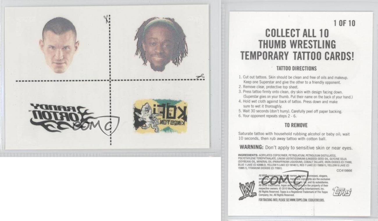 2010 Topps Rumble Pack Tattoos Randy Orton Kofi Kingston #1 - Picture 4 of 4