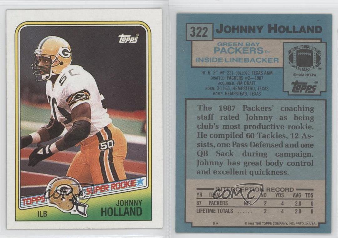 1988 Topps Johnny Holland #322 Rookie RC - Picture 4 of 6
