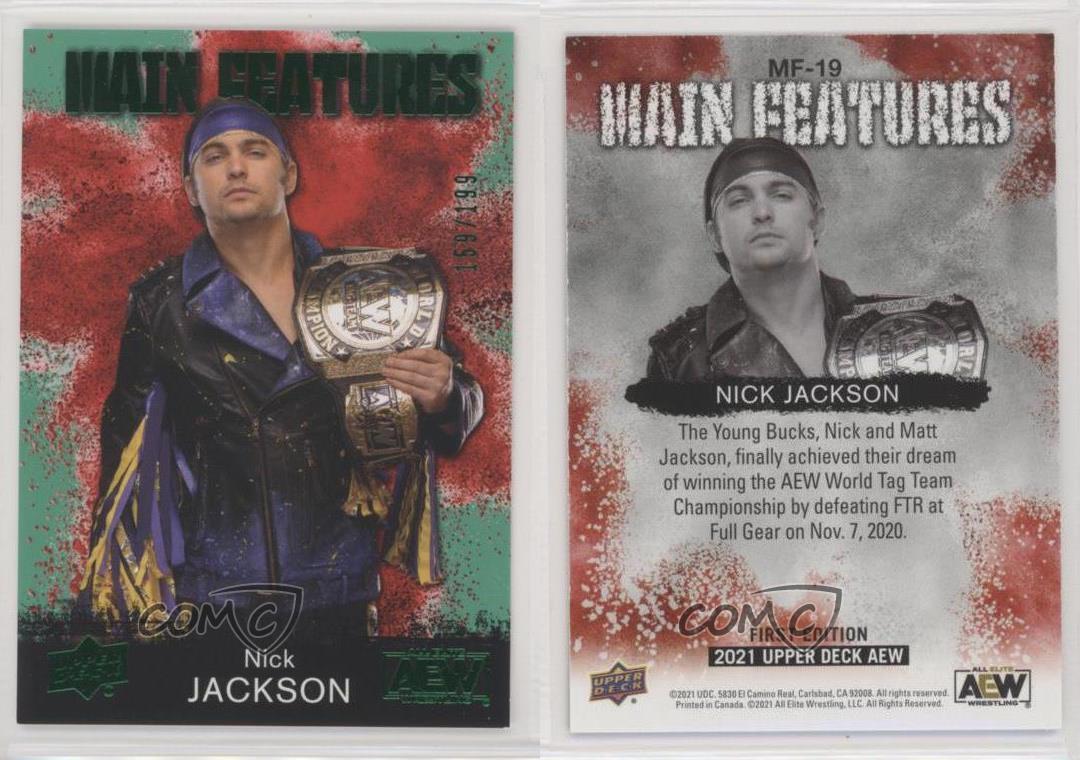 2021 AEW All Elite Wrestling Main Features Green /199 Nick Jackson Rookie RC