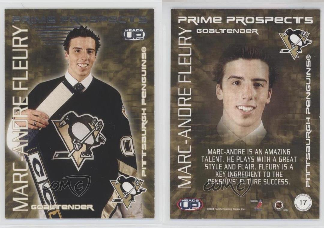 2003-04 UD Heads Up Prime Prospects Rookie Marc-Andre Fleury #17