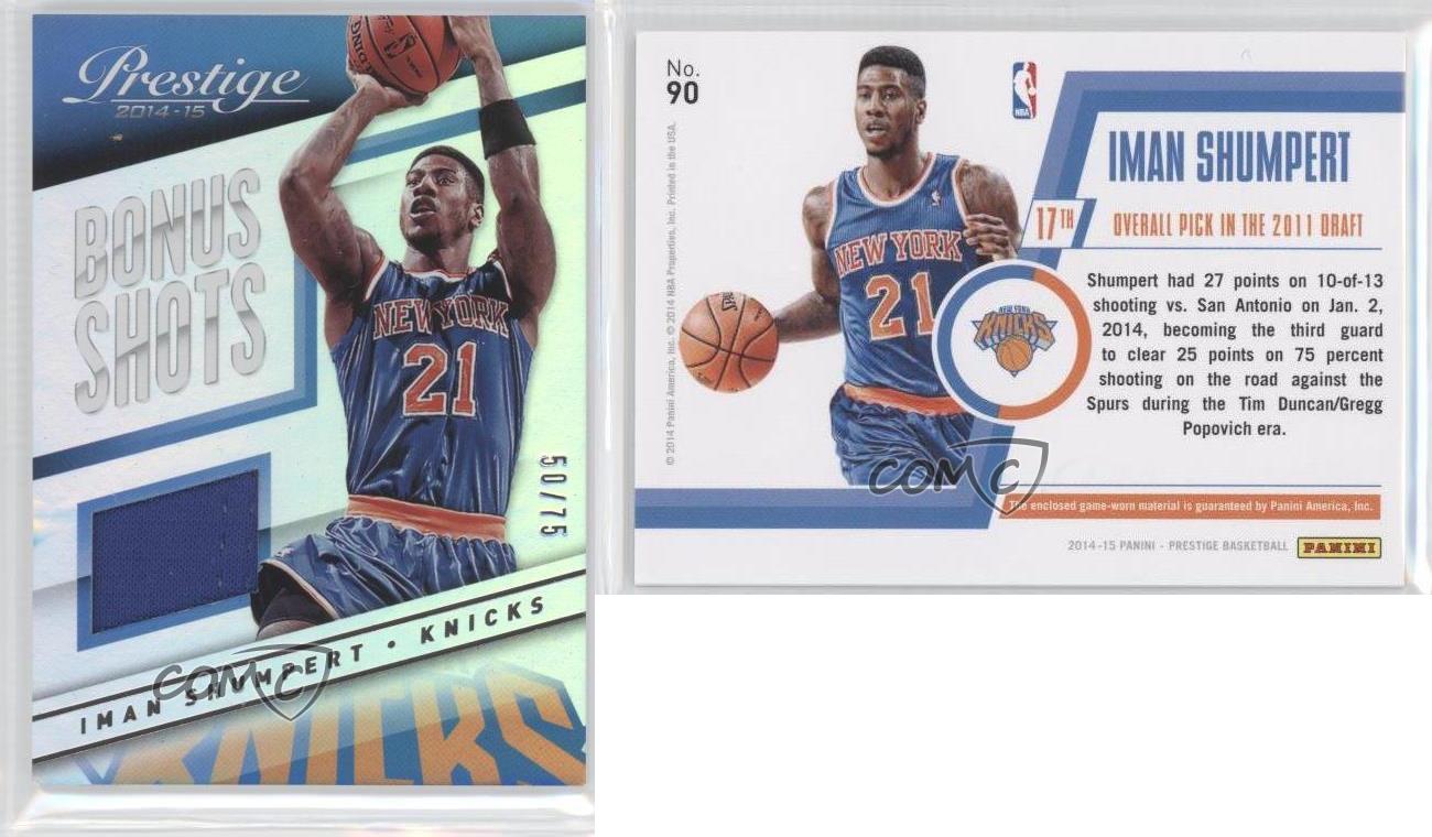 2014-15 Panini Prestige Bonus Shots Materials Premium /75 Iman Shumpert #90 - Foto 3 di 3