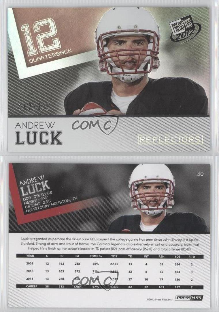 2012 Press Pass Reflectors /299 Andrew Luck #30 Rookie RC | eBay