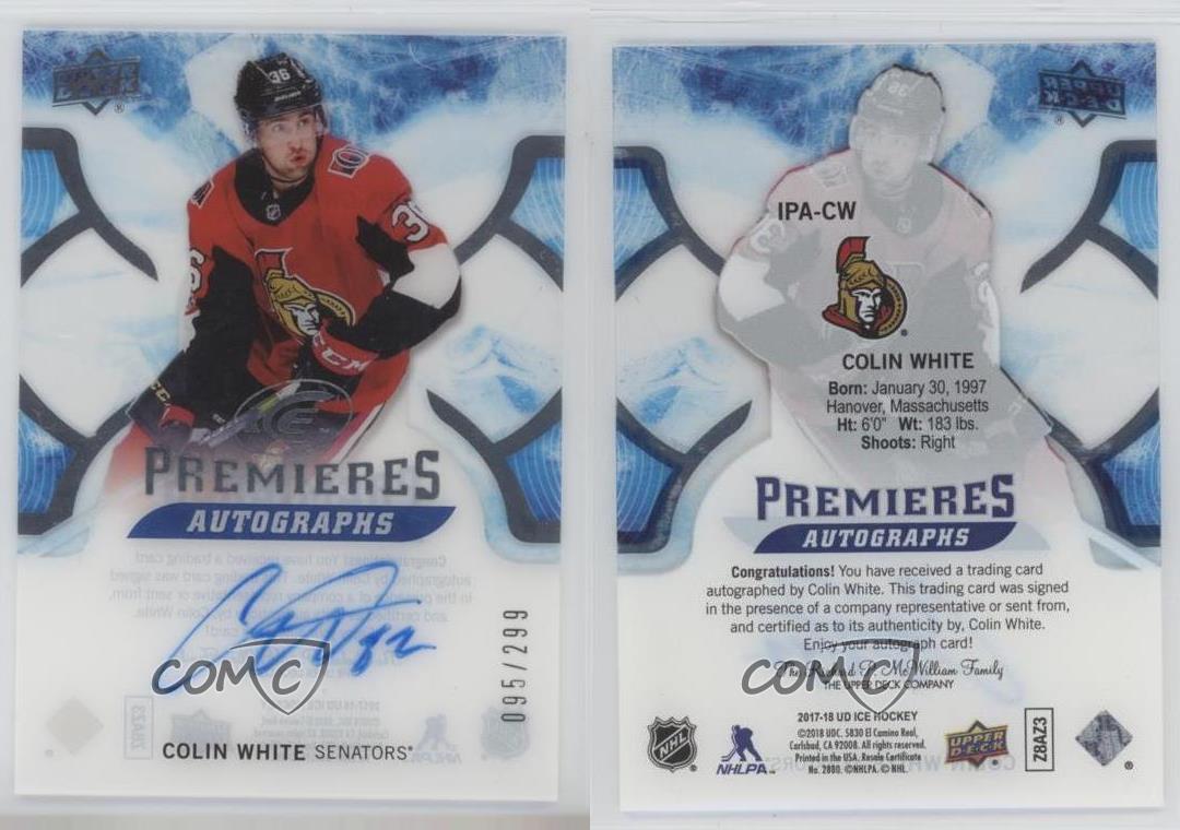 2017-18 Upper Deck Ice Premieres /299 Colin White #IPA-CW Rookie Auto RC - Picture 4 of 4