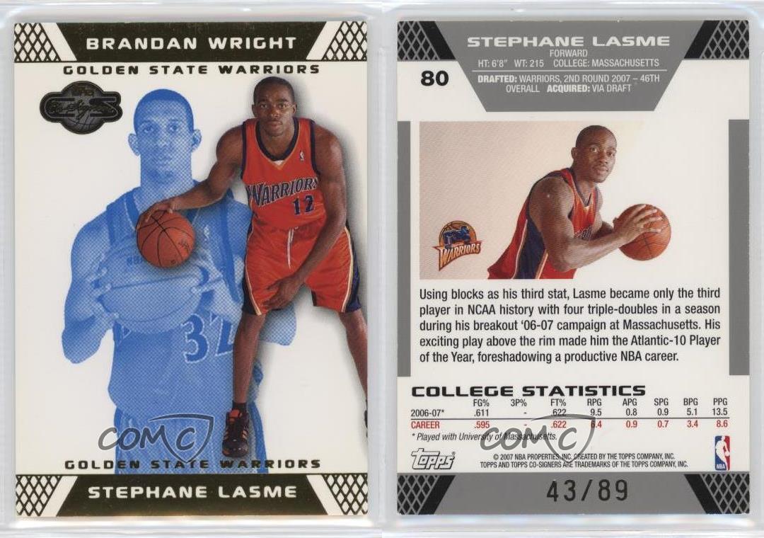 2007 Topps Co-Signers Gold Blue /89 Stephane Lasme Brandan Wright #80 Rookie RC