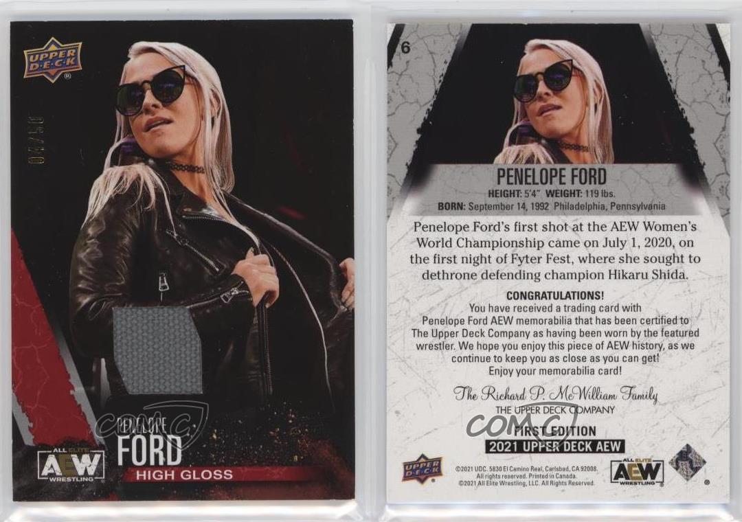 2021 AEW All Elite Wrestling Red Memorabilia /50 Penelope Ford #6 Rookie RC