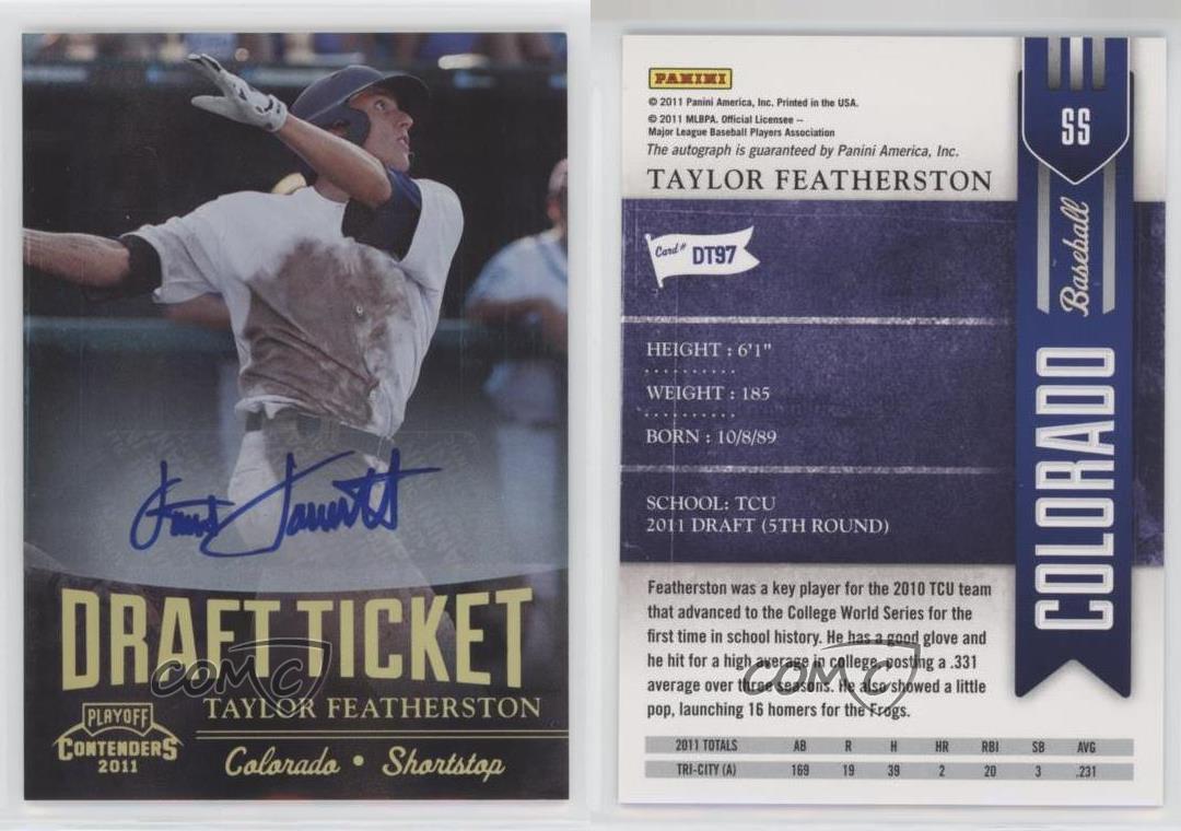 2011 Playoff Contenders Draft Tickets Signatures Taylor Featherston #DT97  Auto | eBay