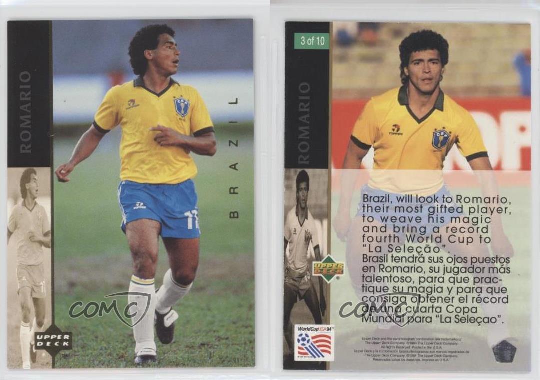 1994 Upper Deck World Cup English/Spanish Superstars Romario #3 Rookie RC - Picture 5 of 5