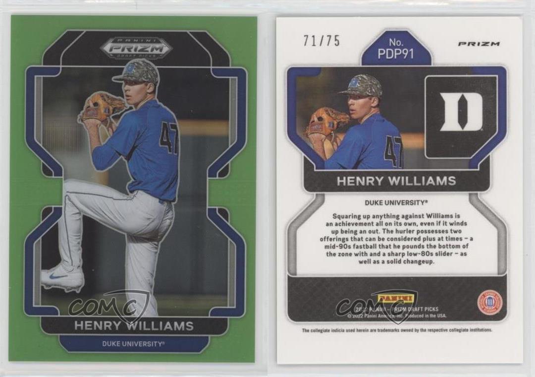 Panini officiel Prizm Draft Picks 2022 vert lime Prizm /75 Henry Williams #PDP91