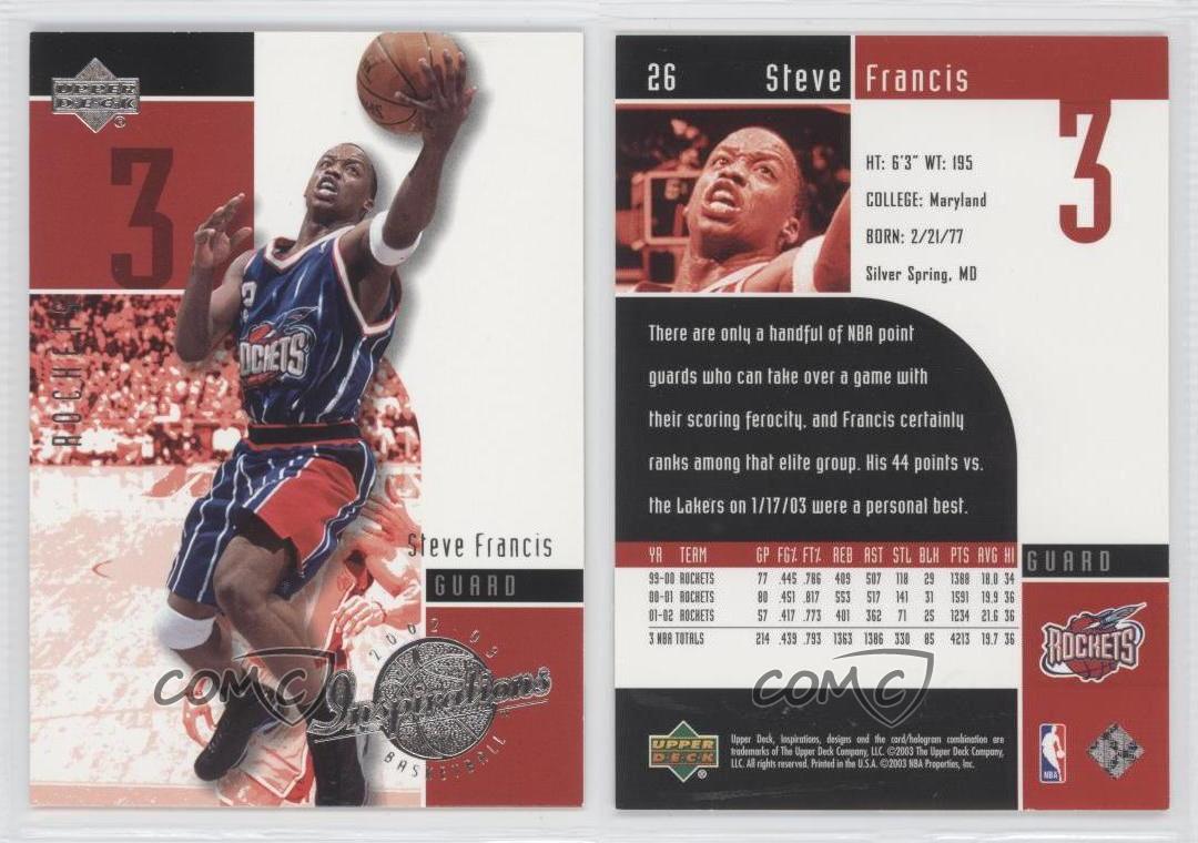  2002-03 Upper Deck Inspirations #26 Steve Francis NBA  Basketball Trading Card : Arte Coleccionable y Bellas Artes