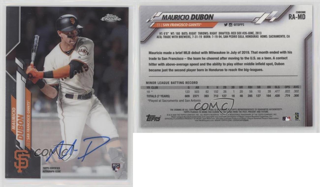 2020 Topps Chrome Rookie Auto Mauricio Dubon #RA-MD Auto RC - Picture 5 of 7