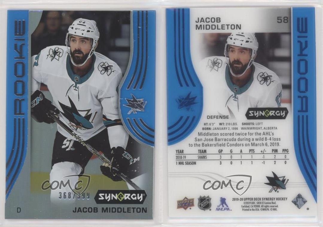 2019-20 Upper Deck Synergy Rookies Blue /399 Jacob Middleton #58 Rookie RC