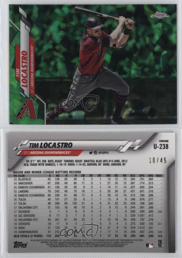 2020 Topps Chrome Update Sapphire Edition Green /45 Tim Locastro #U-238 - Picture 3 of 3