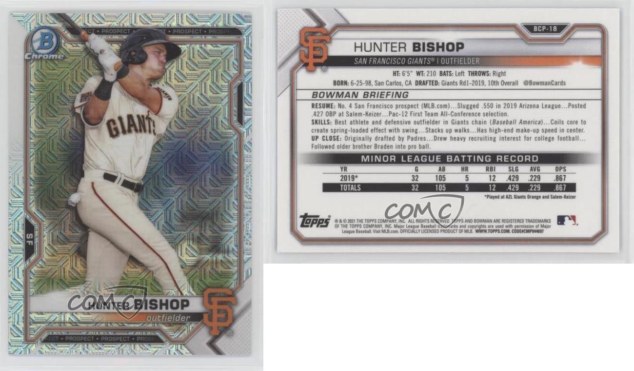 2021 Bowman Chrome Prospects Mega Box Mojo Refractor Hunter Bishop #BCP-18 - Picture 4 of 4