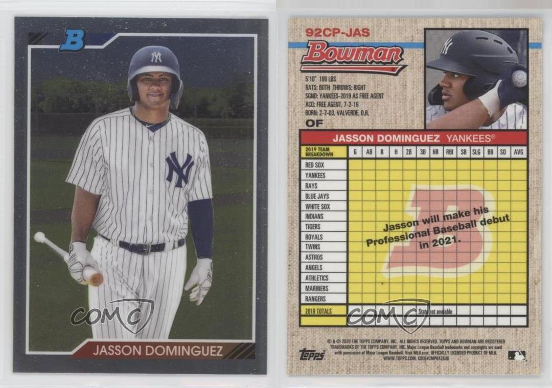 2020 Bowman Heritage Chrome Prospects Jas Jasson Dominguez Rookie