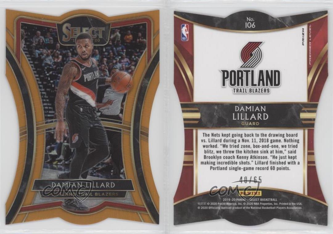Panini Select Premier Level Orange Prizm 2019-20 économies /65 Damian Lillard #106