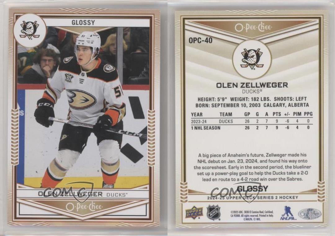 即納！最大半額！ 2024-25 Upper Deck Series 2 O-Pee-Chee Glossy Olen Zellweger スポーツ