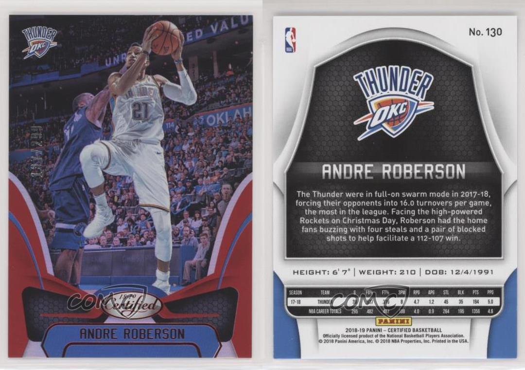 2018-19 Certified Mirror Red /299 Andre Roberson #130 | eBay
