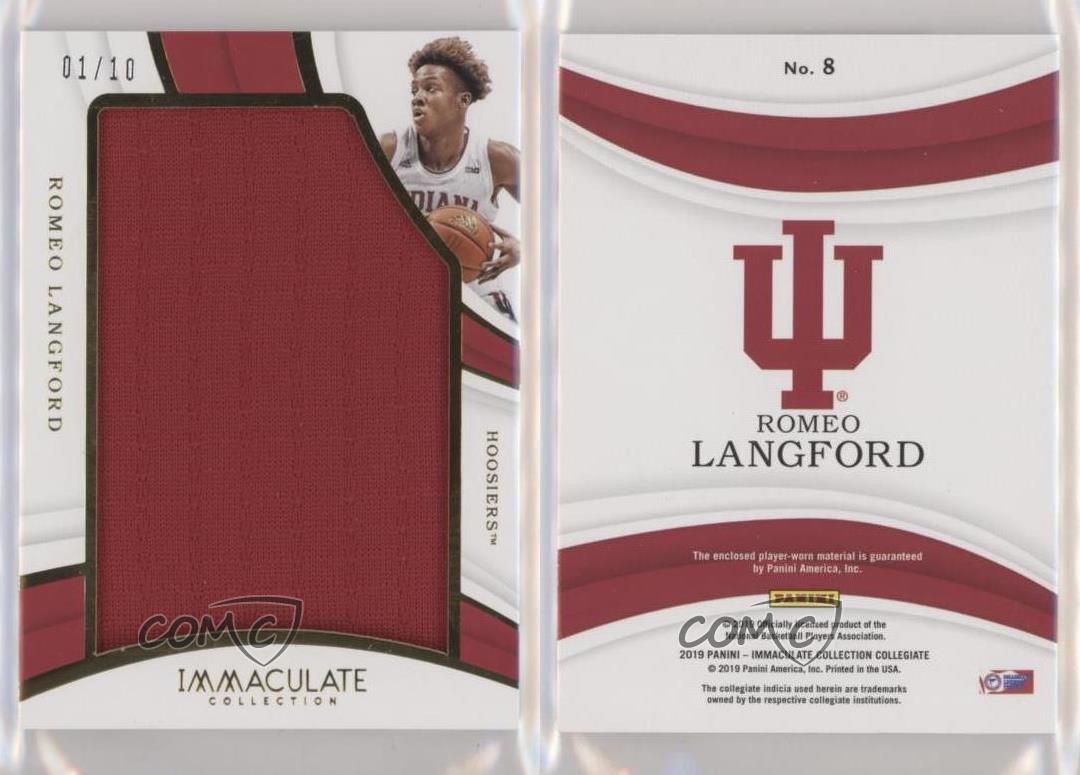 2019-20 Panini Immaculate Collegiate Jumbos /10 Romeo Langford #8 Rookie RC - Picture 3 of 3