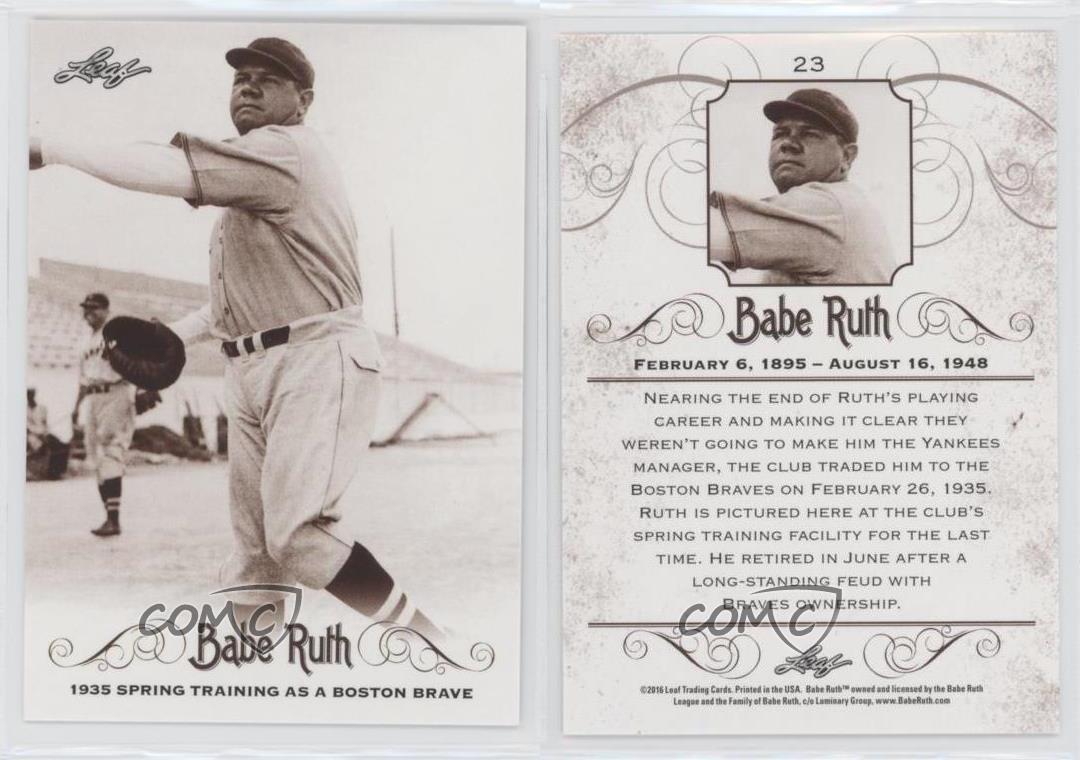  Babe Ruth Card #23 2016 Leaf 1935 Spring Training As