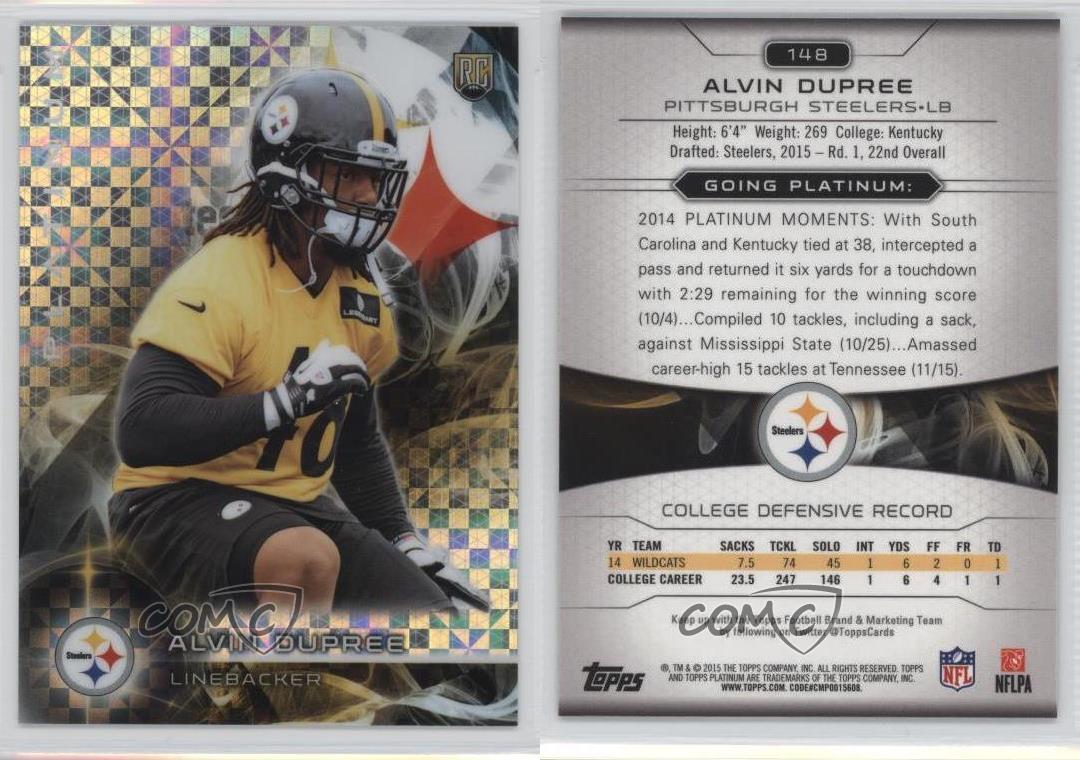 2015 Topps Platinum Rookies X-Fractor Bud Dupree Alvin Dupree #148 Rookie RC - Bild 3 von 4