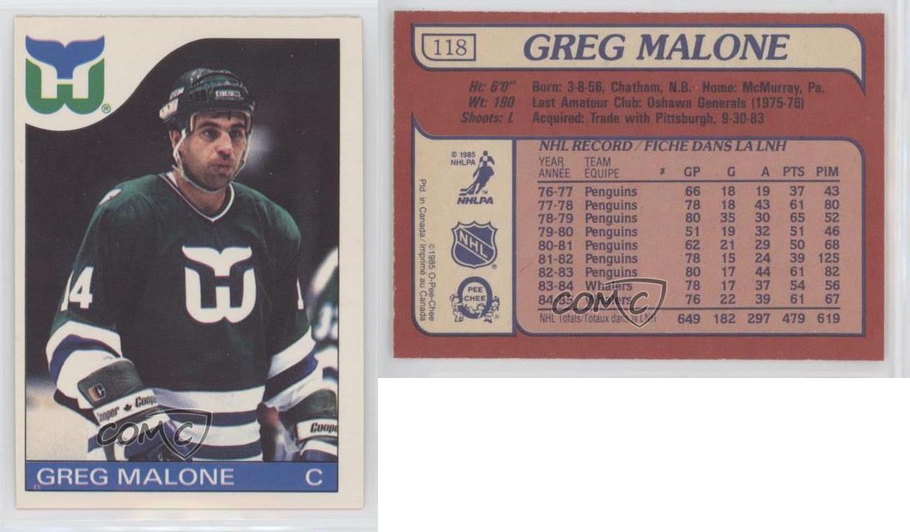 1985-86 O-Pee-Chee #118 Greg Malone ref 166150 