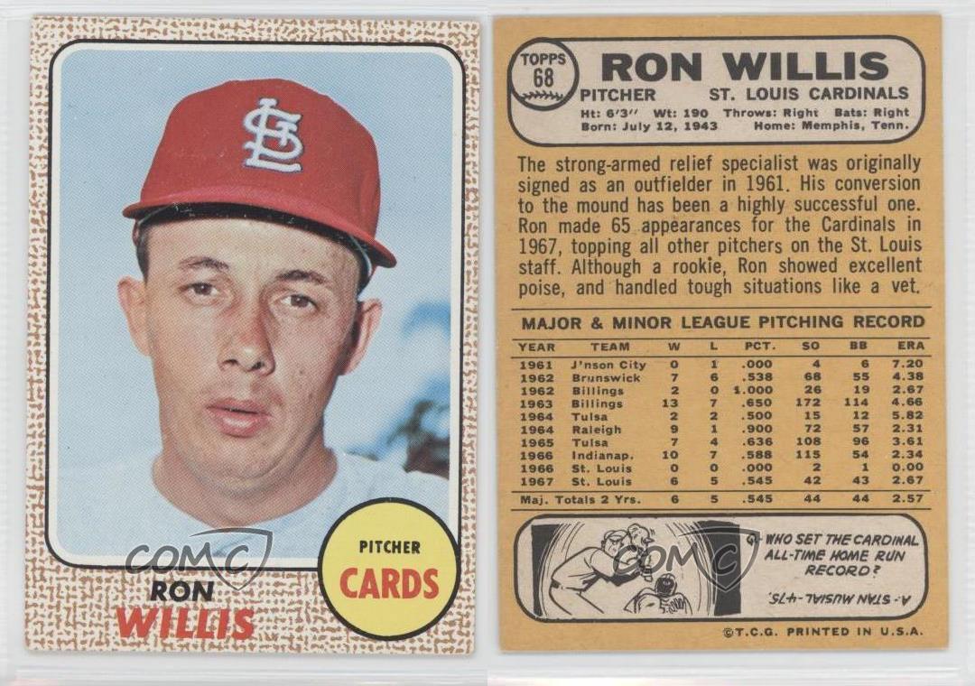 1968 Topps #68 Ron Willis St. Louis Cardinals Baseball Card | eBay