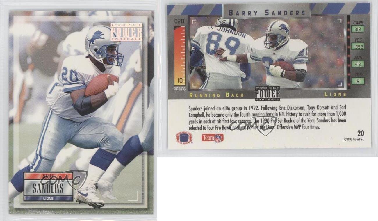 1993 Pro Set Power #20 Barry Sanders Detroit Lions Football Card | eBay