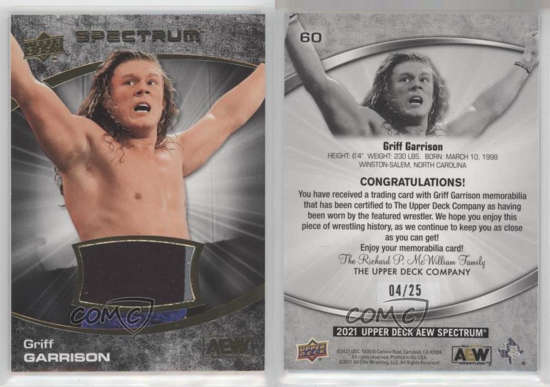 2021 Upper Deck AEW Spectrum Dark Memorabilia /25 Griff Garrison #60 Rookie RC