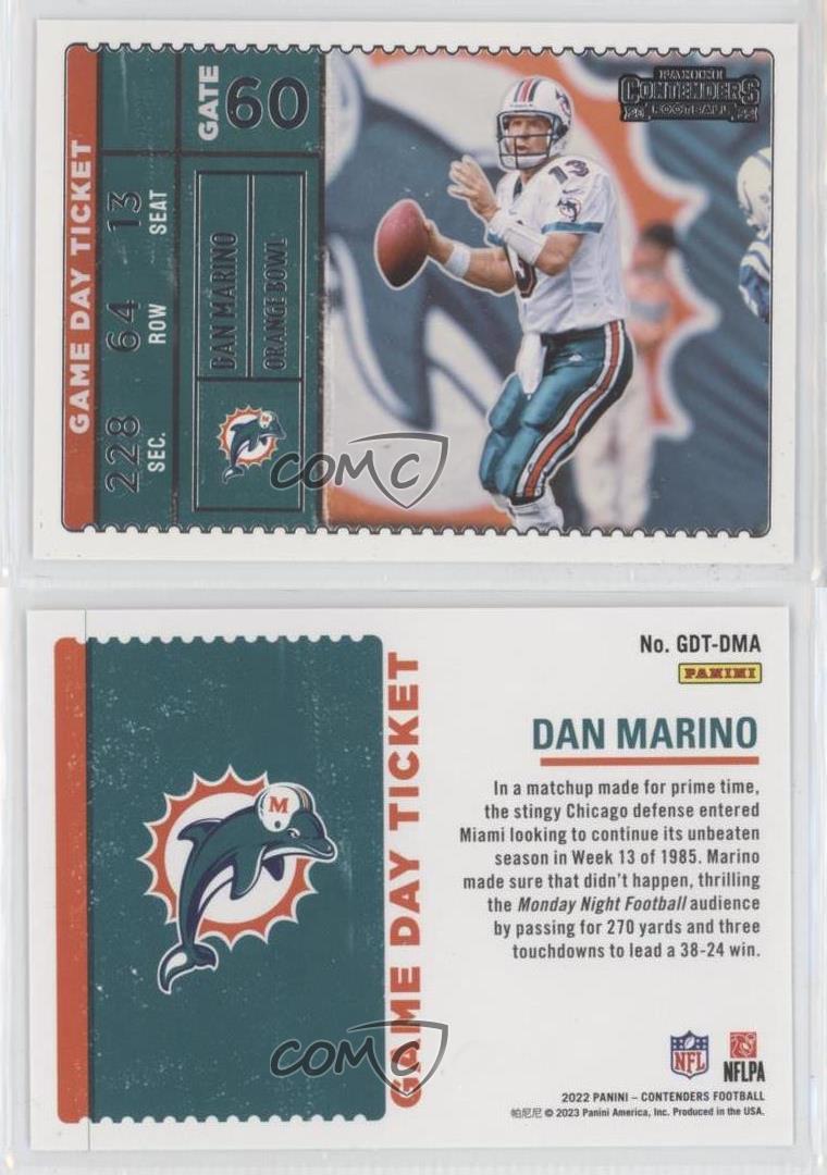 DAN MARINO 2022 Contenders Game Day Ticket #GDT-DMA Miami Dolphins