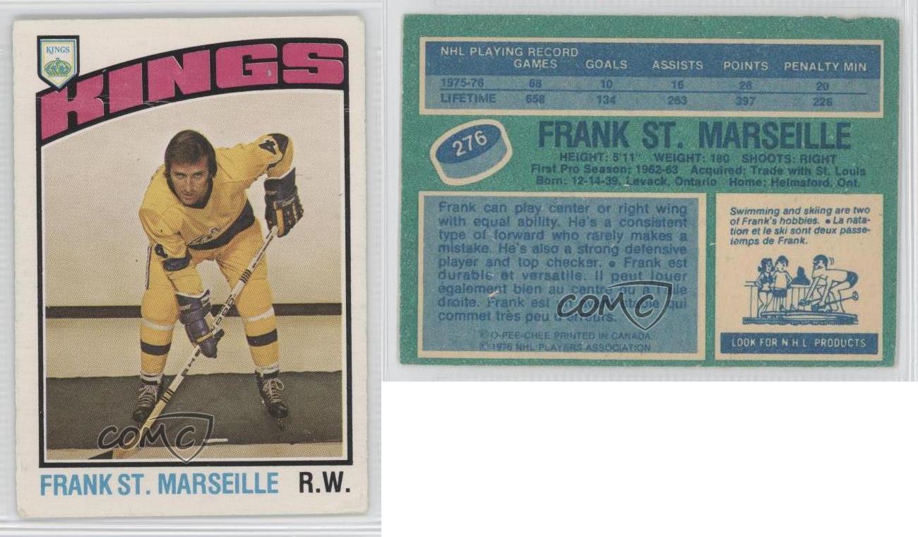  1976-77 O-PEE-CHEE #276 FRANK ST. MARSEILLE EXMT KINGS :  Collectibles & Fine Art