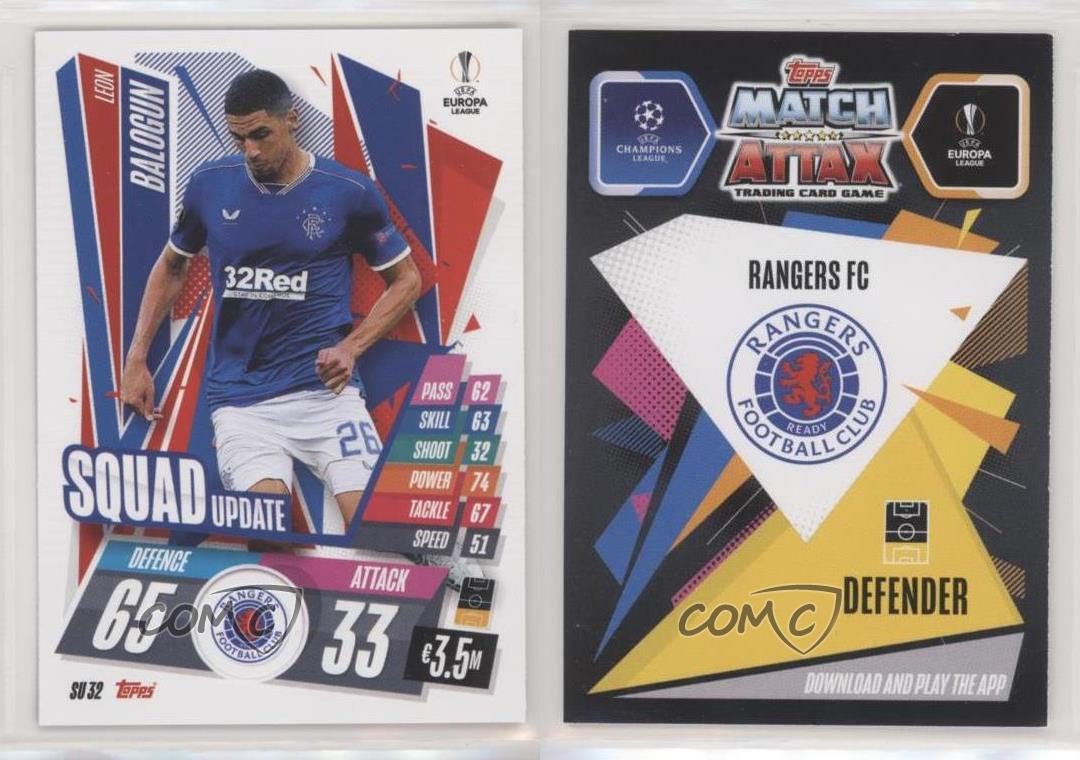 2020-21 Topps Match Attax UCL Extra Squad Update Leon Balogun #SU32 - Picture 3 of 3